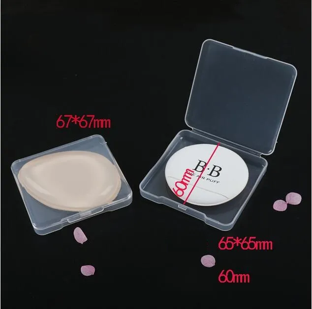 Cosmetic powder puff false eyelash accessories transparent plastic storage box Make Up silicon puff cosmetic organizer box