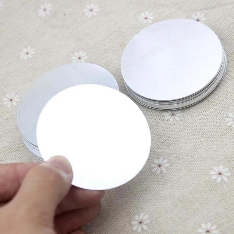 Tags d'estampage en aluminium Miroir Finition gris Tags de disque rond rond blanc 58mm 0758LT DROP expédition