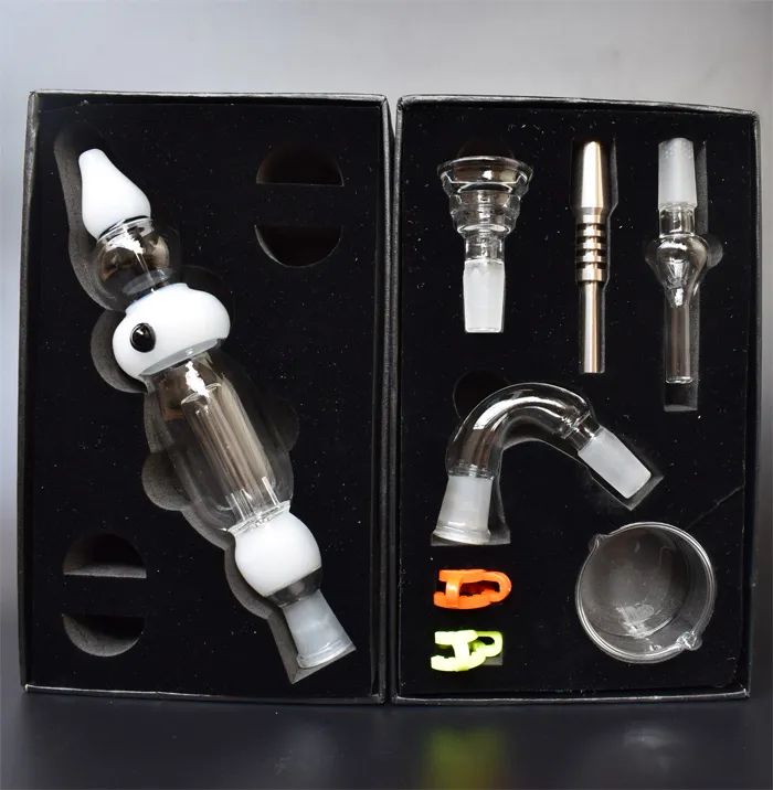 Il più recente kit collettore di nettare da 14 mm con punta in titanio Ciotola in vetro Tubi acqua in vetro Piattaforme petrolifere Bong in vetro riciclatore Mini bong da viaggio