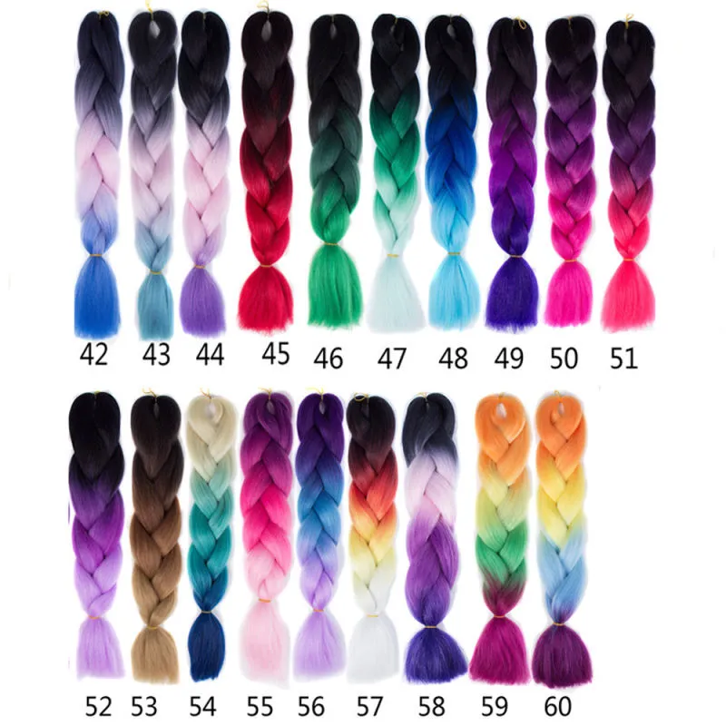 deux tons noir brun JUMBO BRAIDS HAIR tresse cheveux 24 pouces jumbo tressage ombre boîte tresses cheveux bouclés kanekalon crochet cheveux synthétiques