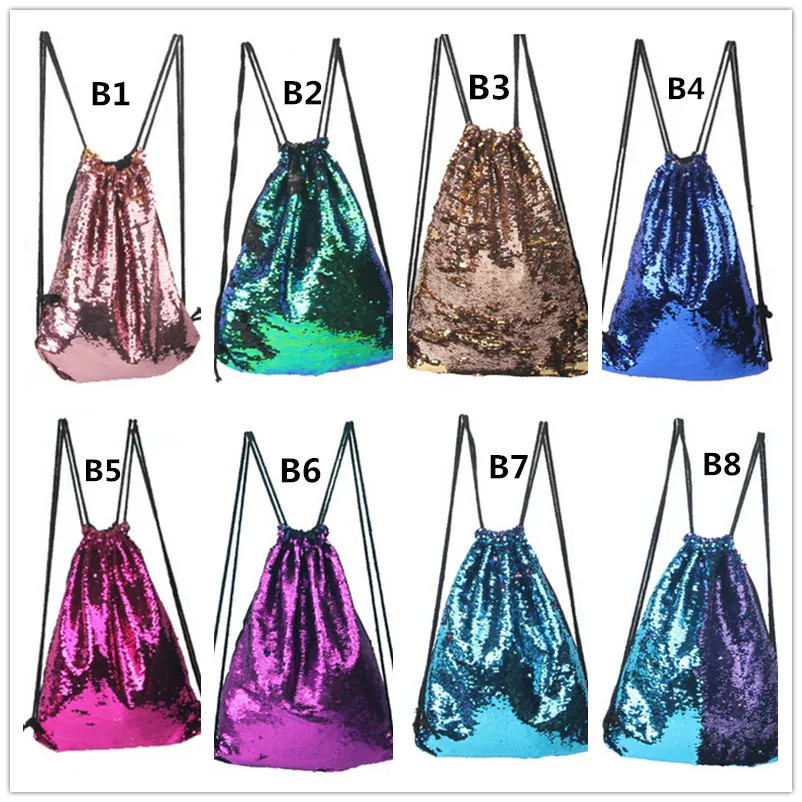 Mermaid Sequins Drawstring Bags Sequins Backpacks Bags Sequins Daypacks Bling Bling Bag for Beach Travel 210i