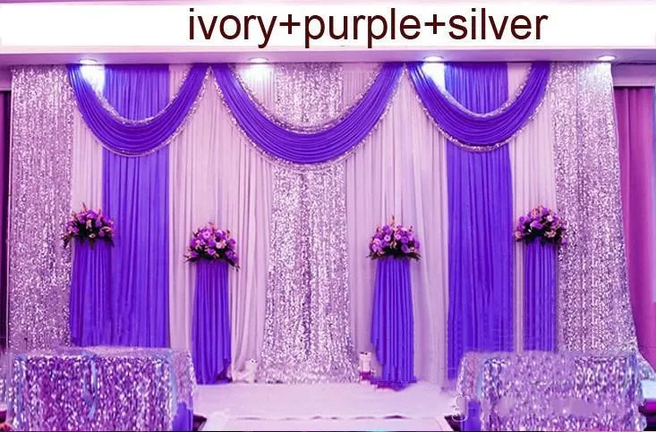 3m 6m Wedding Backdrop Swag Party Curtain Celebration Stage Performance Background Drape Silver Sequins Wedding Favors Suppliers3132