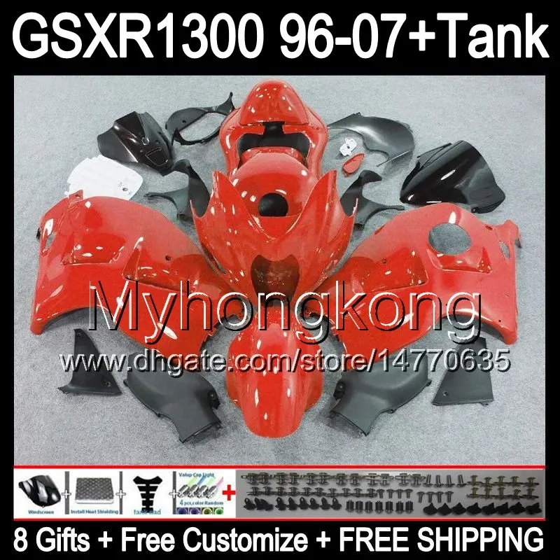 gloss red 8gift For SUZUKI Hayabusa GSXR1300 96 97 99 00 01 13MY101 GSXR 1300 GSX - R1300 02 04 05 06 07 TOP red Black Fairing