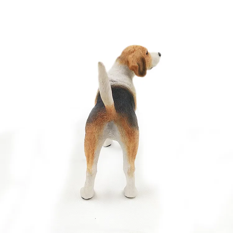 Konst och hantverk Beagle Hound Canine Stamtavla Gullig valp Staty Brun Stående Staue Skulptur för Hundälskare