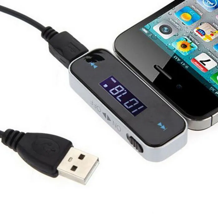 Brand new fm transmitter US01 3.5mm 87.5 to 108 mhz Wireless LCD Stereo Audio Player for iphone 5 6 7 plus sam s8 s8 plus with package