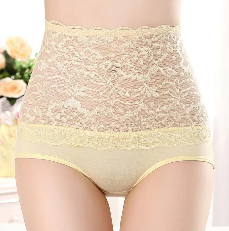 Alta Qualidade Grande Senhoras Senhoras Calcinhas Mulheres Underwear Seamless Seamless Lace Cintura Cintura Underwears Lady Bamboo Fiber Briefs NP027