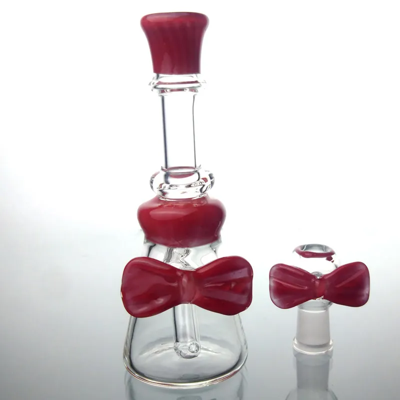 Bongöl Rigs Glas Bongs Dab Rig Rigs Bong mit Bogenknoten süß für Dame Freundin