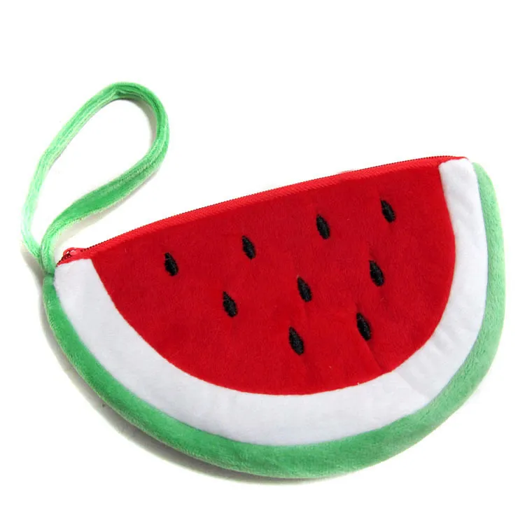 Monederos de frutas 5 estilos Nuevos Monederos de dibujos animados de felpa Monederos de fresa sandía Monedero naranja Bolsas de monedas Bolsas para auriculares Bolsa para teléfono móvil