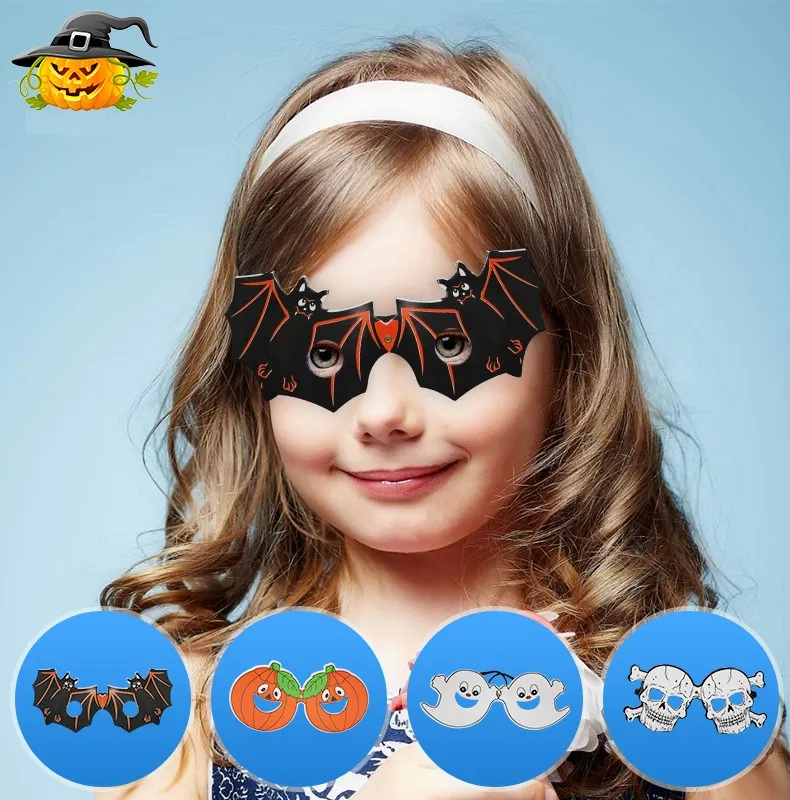 Lunettes en papier citrouille crâne fantôme chauve-souris, décorations d'halloween pour costumes d'halloween, cadeaux de fête, accessoire en verre, jouet 5593019