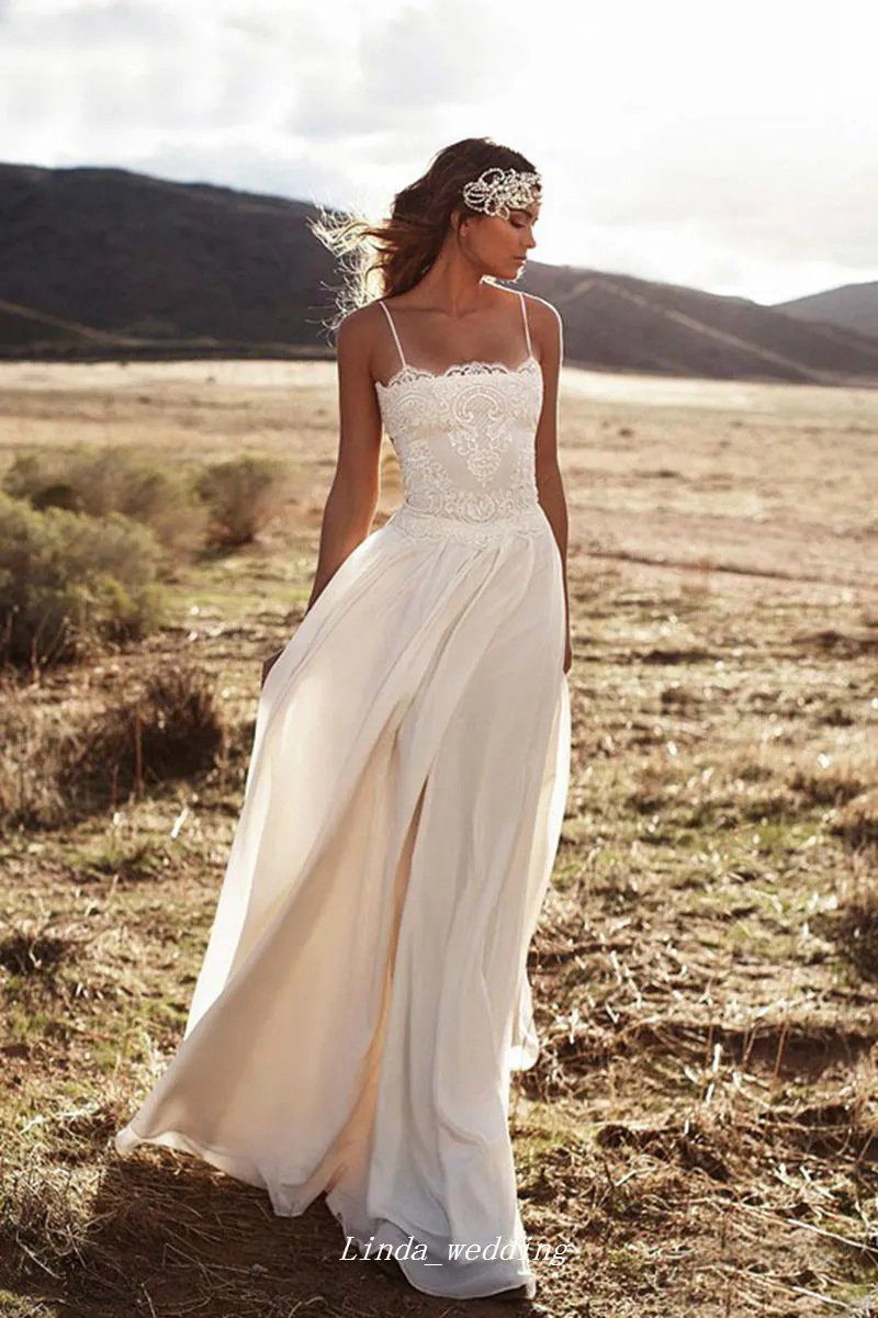 Latest Lace Country Style Beach Boho Wedding Dress High Quality A