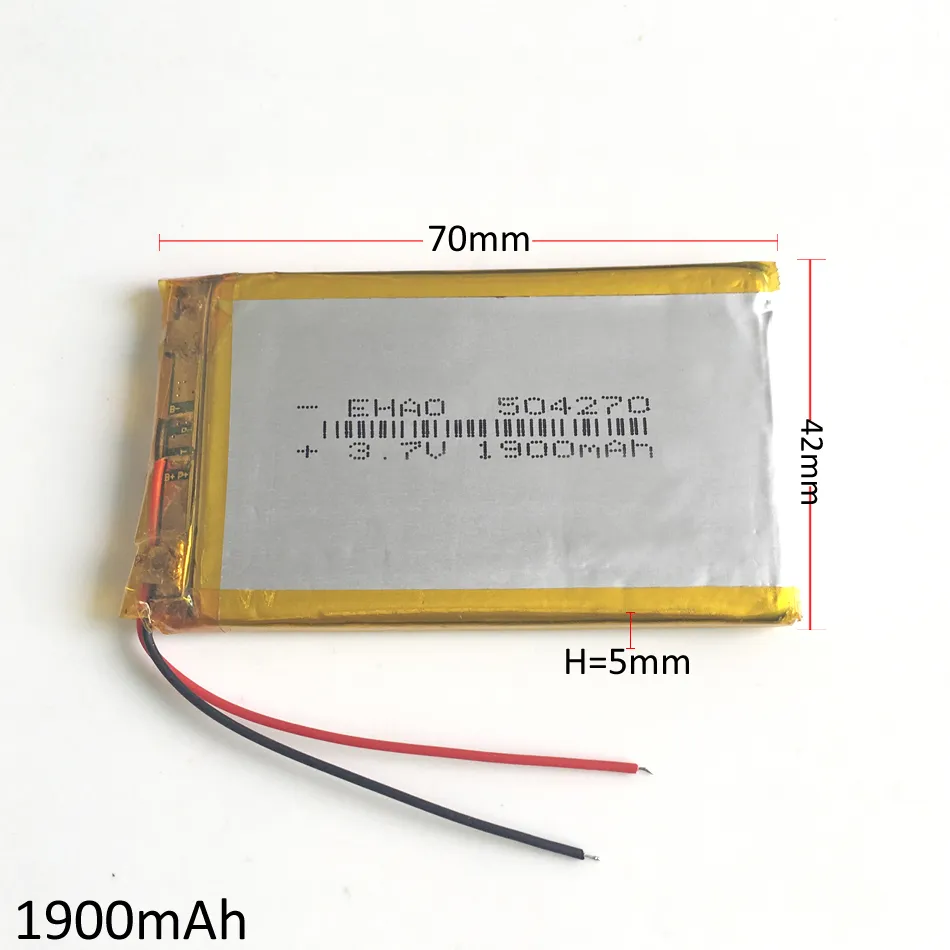 Modèle 504270 3,7 V 1900 mAh Lipo batterie rechargeable polymère lithium cellules haute capacité pour DVD PAD GPS banque d'alimentation appareil photo enregistreur de livres électroniques