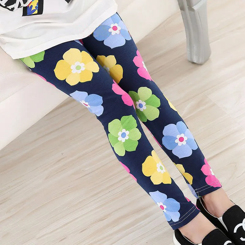 2017 våren baby barn leggings heta barn flickor blomma tryckt toddler baby floral leggins byxor flickor legging baby flicka leggings