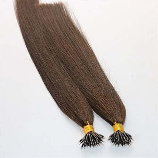 Keratin Human Hair Extensions With Nano Rings 1g/Str, 100g, 4 Brown