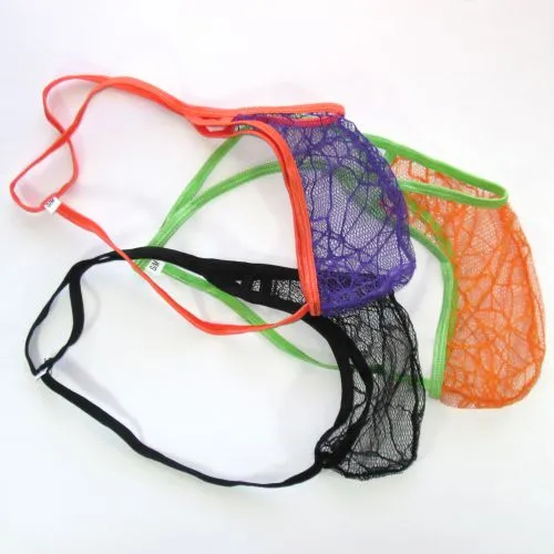 Mens String Pouch Sexy Thong G-string back Spiderweb spider Lace C-thru G4449 mens fun underwear2750