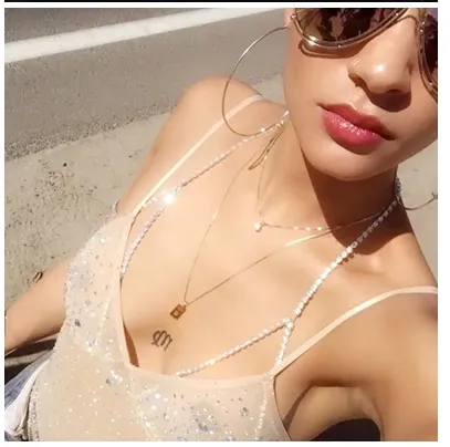 Mode Frauen Silber Strass Körper Ketten Schmuck Einzigartige Flash Glänzenden Strass Bh Körper Ketten Schmuck 2 Farben