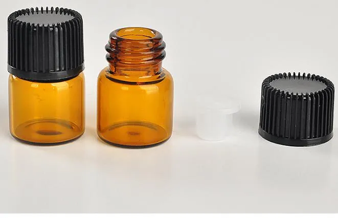 Mini bottiglia di vetro ambrato profumo da 1 ml, fiala campione da 1 CC, piccola bottiglia di olio essenziale di profumo Prezzo di fabbrica b708