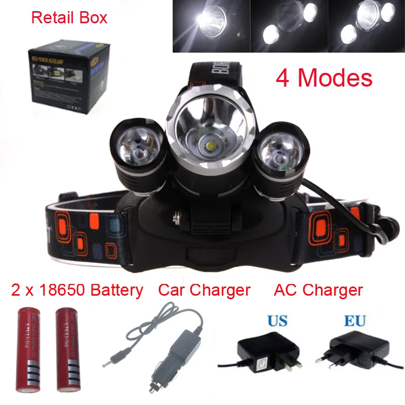 Prijs 8000 Lumen T6 + 2R5 Boruit Head Light Headlamp Outdoor Light Head Lamp Koplamp Oplaadbaar door 2x 18650 Batterij Fishing Camping