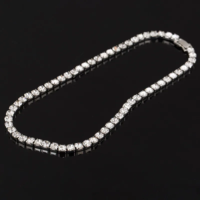 New Women Tennis Crystal Rhinestone Collar Necklace sliver Plated Chain Necklaces & Pendants for girl Wedding Birthday Jewelry gift N062