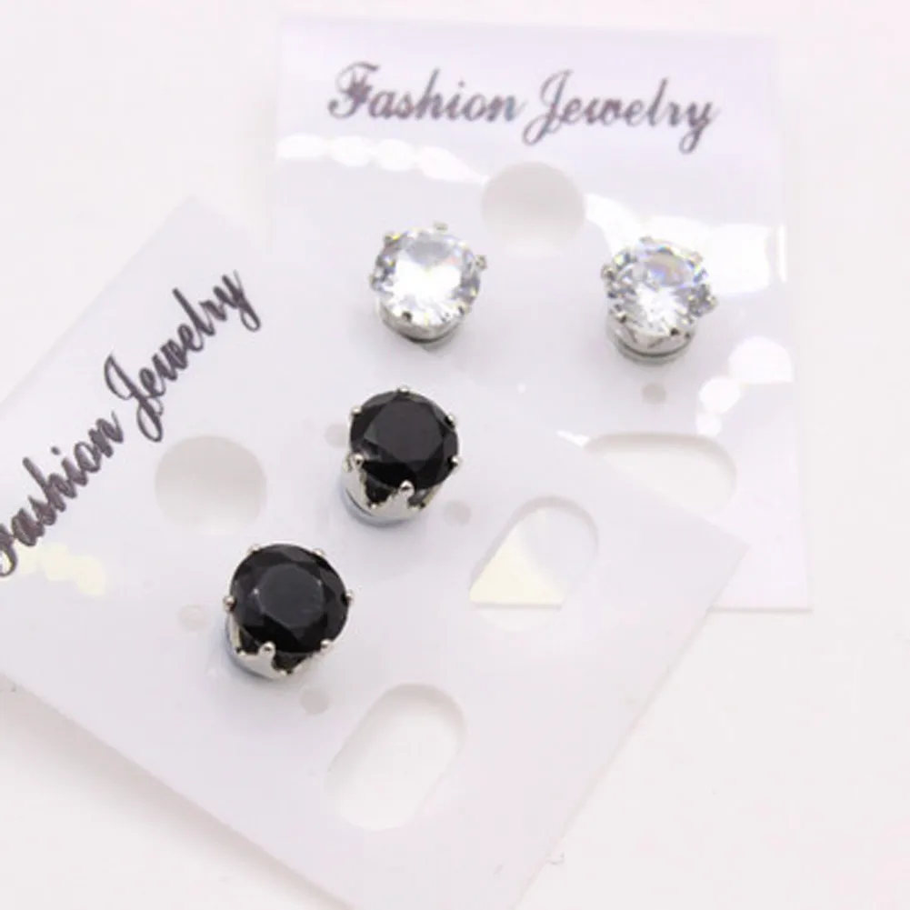 New Round Crystal Zircon Magnetic Magnet clip Earrings For Women Men Punk ear cuff earrings