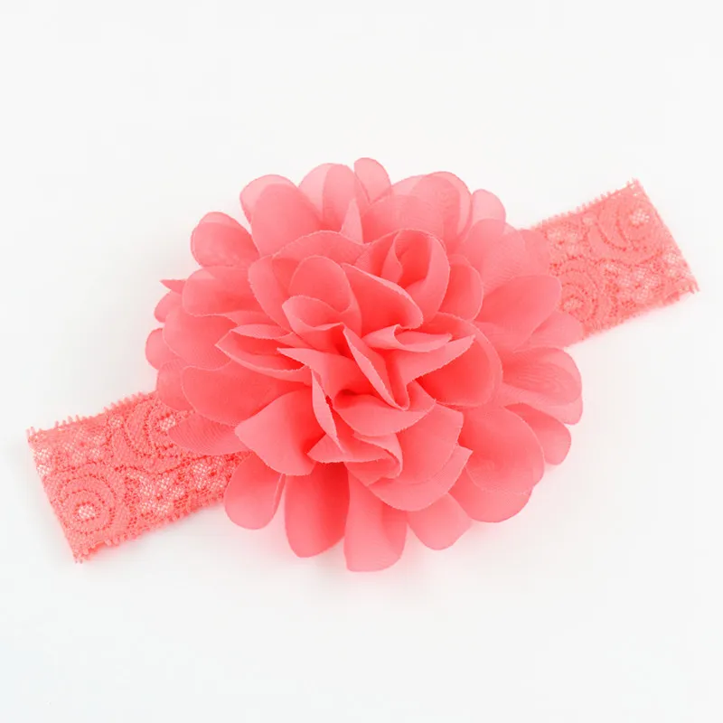 Baby Headwear Head Flower Accessories 4 Inch Chiffon med mjuk elastisk spetspannband stretchigt hårband7367422