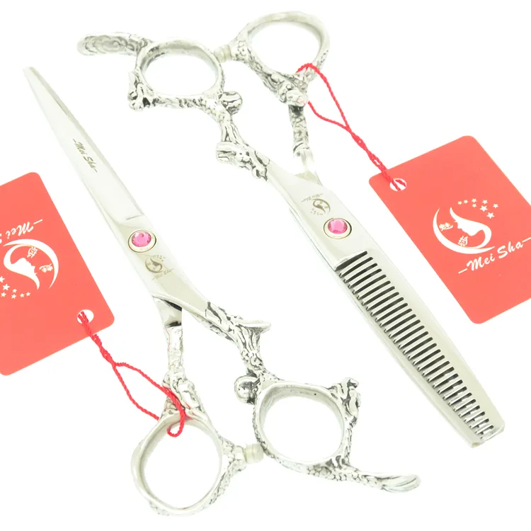 6.0Inch Meisha JP440C Sharp Edge Cisailles Poignée De Dragon Ciseaux À Cheveux 62HRC Cheveux Amincissant Ciseaux Pour Outil De Salon De Coiffure, HA0330