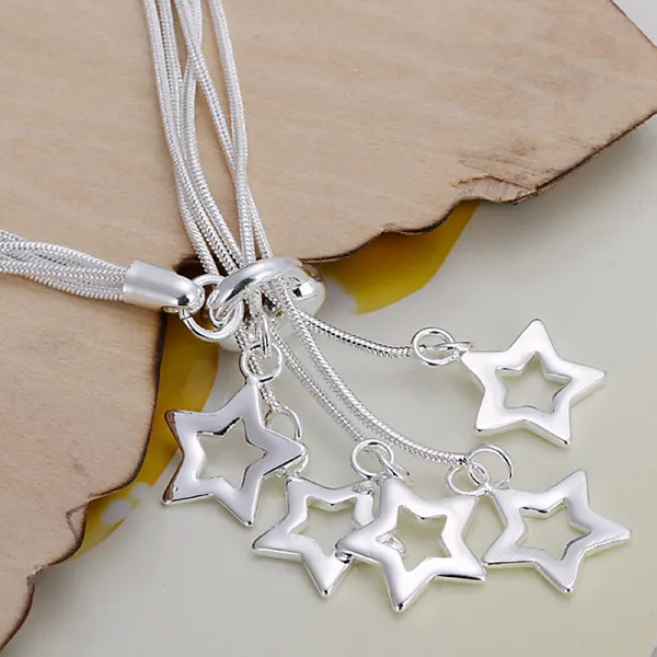 Venda quente Tai Chi Hanging Stars 925 Placa de Prata Pulseira Charme 20cm DFMWB153, Mulheres Sterling Prata Banhado Jóias Pulseira