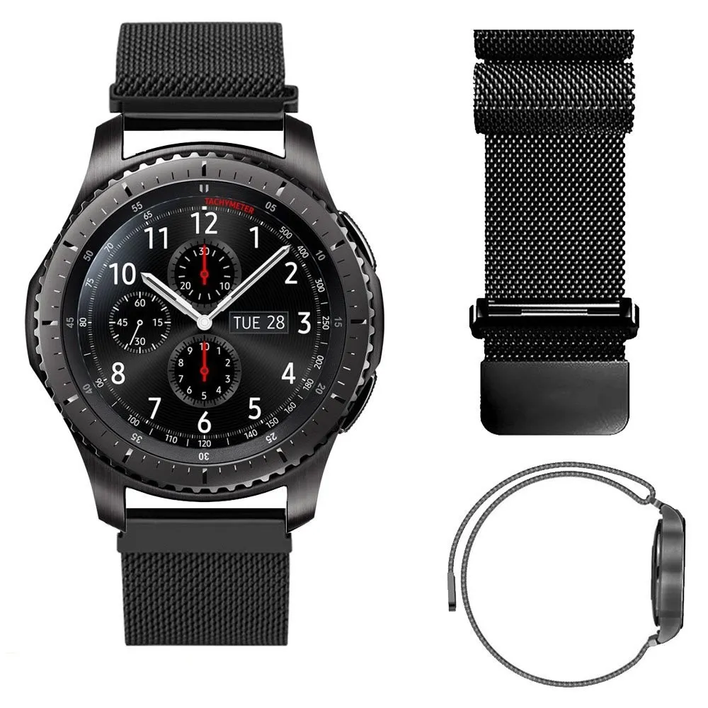 22mm Milanese Loop Watch Band + Quick Release Pins voor Samsung Gear S3 Classic / Frontier Magnetische gesp Strap Pols Armband