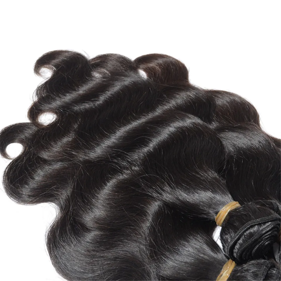 Brazylijska fala ciała ludzkie dziewicze włosy Weveves Double Wefts Naturalny czarny kolor 80gpc llot można zabarwione wybielone Remy Hair Exten9149555