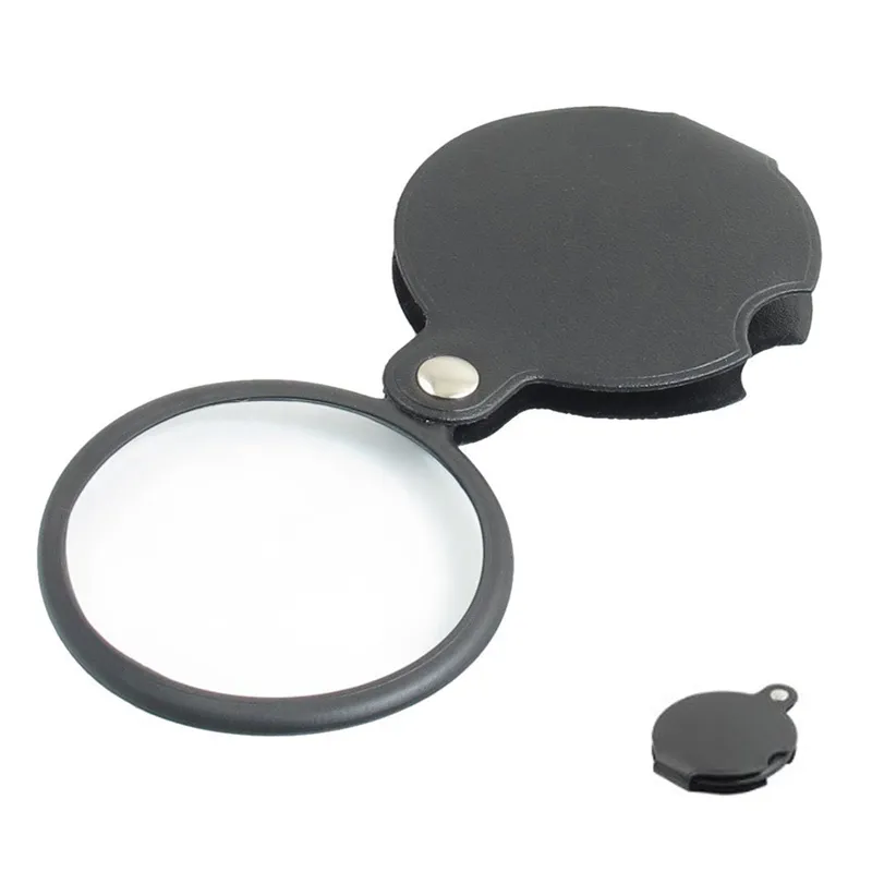 Portabel mikroskop Magnifier Loupe 60mm 50mm diameter 5x Rund förstoringsglas MG86034 W Black Cover med detaljhandelspaket