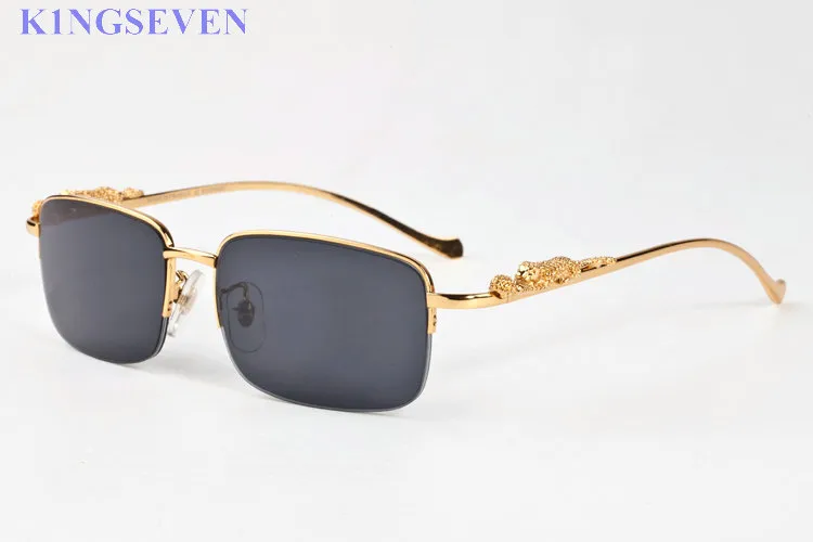 Attitude de mode lunettes de soleil pour hommes femmes lunettes léopard cadres lunettes de soleil femmes or argent alliage métal cadre nouvelles lunettes avec boîte