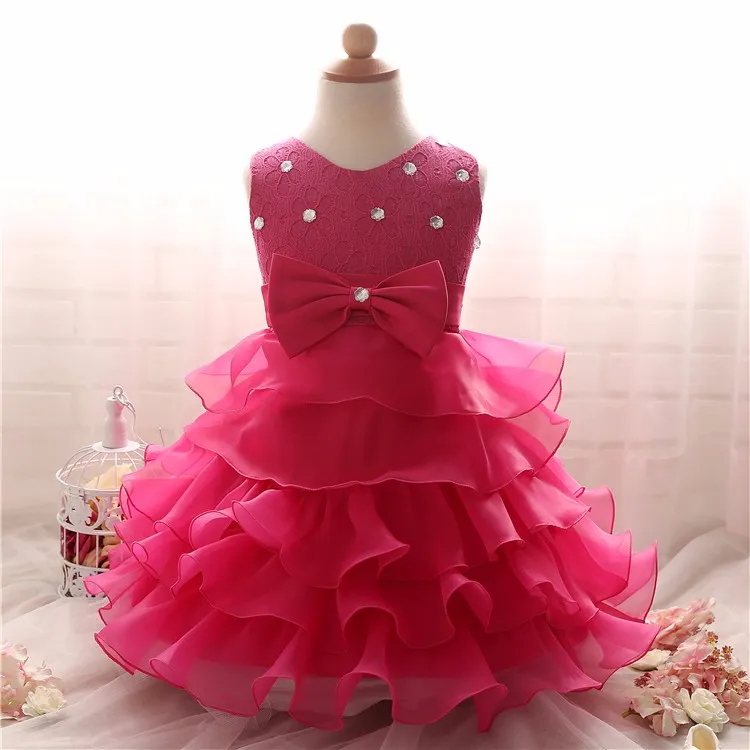 2017 Baby Girl Clothes Princess Summer Girls Dresses For Pageant Wedding Party Pink Puffy Ball Gown Infant Baby Kids Clothing3470106