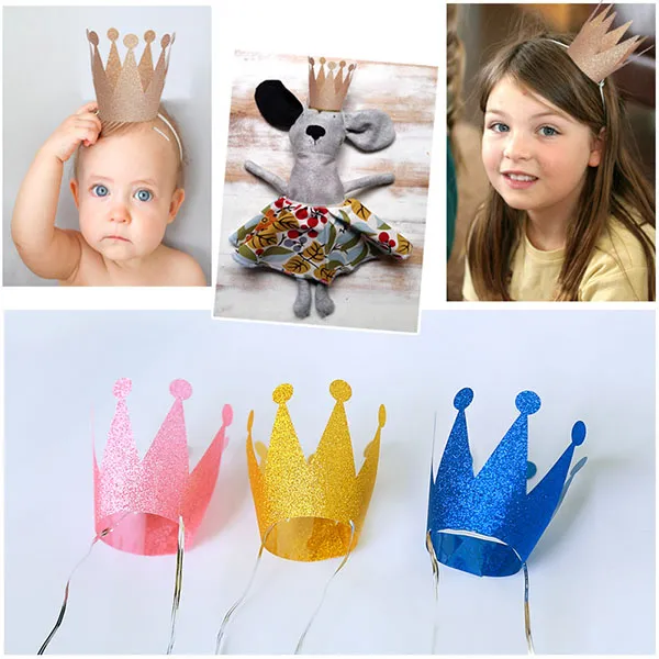 Jongens Meisjes Crown Happy Birthday Party Hoeden DIY Papier Kroon Cap Baby Prinses Papieren Hoed Feestartikelen Nieuwe Creatieve Groothandel 6pcs / Set