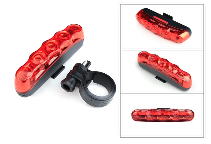 Bicicletta 5 LED rosso Coda spia Fendinebbia Fanalino posteriore Fanale lampeggiante Lampada luce bici 1 pz