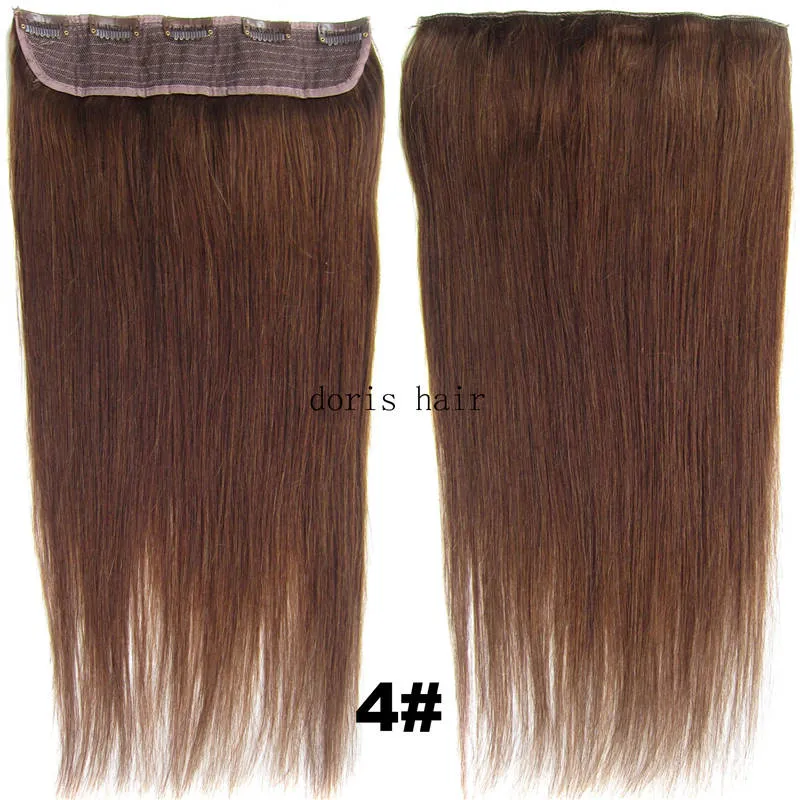 DHL Indian Remy Clip in Human Hair Extensions raka 105 g med spetsar för fullt huvudblond svartbrun färg7677462