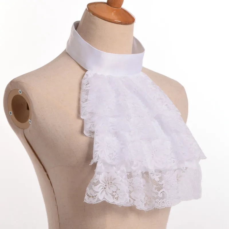 Vintage Detachable Lace Neck Ruffle Collar Jabot Victorian Steampunk Cosplay Accessory White/Black Fast Shipment