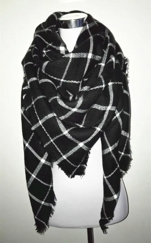 Factory Price Wholesale Blanket Oversized Tartan Scarf Wrap Shawl Plaid Cozy Checked Pashmina Women Hot Many Designs Mix DHL Free