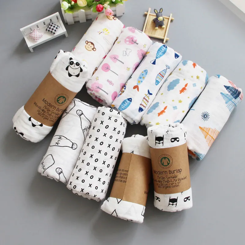 INS 2 layer Kids Blankets Winter Warm cotton Blankets infant Swaddling flower geometry print baby bed sheet Sleeping Bag 25 styles C2913