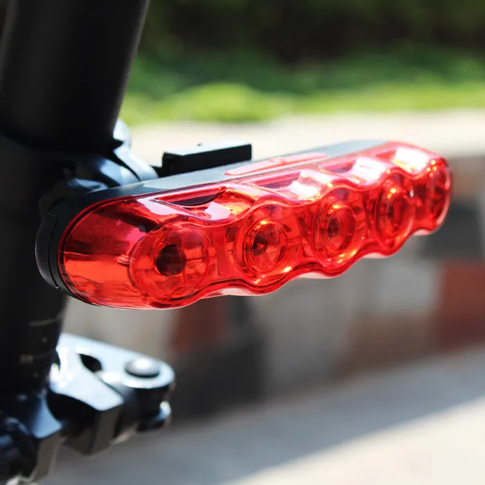 자전거 5-LED 빨간 꼬리 경고 빛 사이클링 빔 뒷 꼬리 빛 깜박이 램프 자전거 라이트 1 개