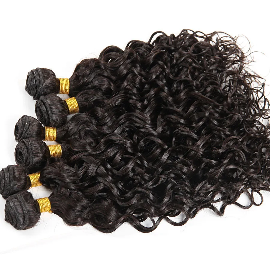 Elibess Peruvian Curly Hair 3 Bundles Deal Indian Brazilian Malaysian Water Wave Human Hair Weaves Extensions Virgin Human Hair Weft