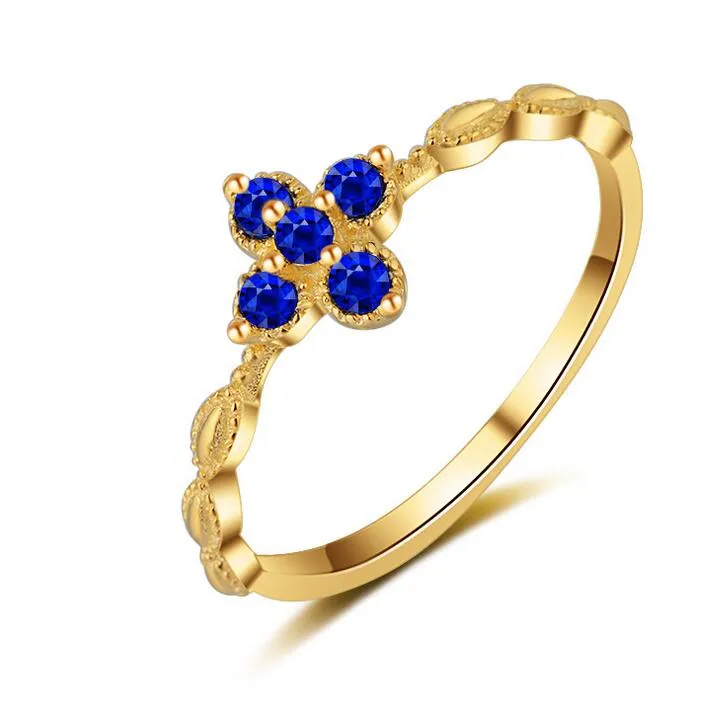 Cała urocza ręcznie robiona luksusowa biżuteria 925 Srebrny niebieski szafir cz diamond cztery liście szlachetne szlachetki kobiety