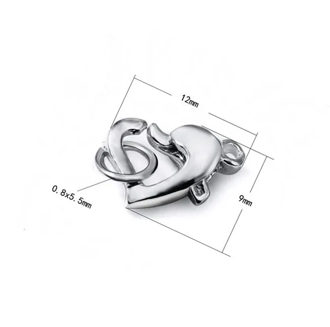 10st / parti 925 Sterling Silver Heart Hummer Claw Clasp Krokar för DIY Craft Fashion Smycken Gift 7.7x11mm W292