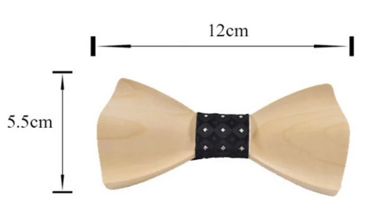 3D hout bowtie en hankerchief sets met houten doos handgemaakte vintage traditionele strik voor zakelijke afgewerkte product strikje 12 * 5,5 cm