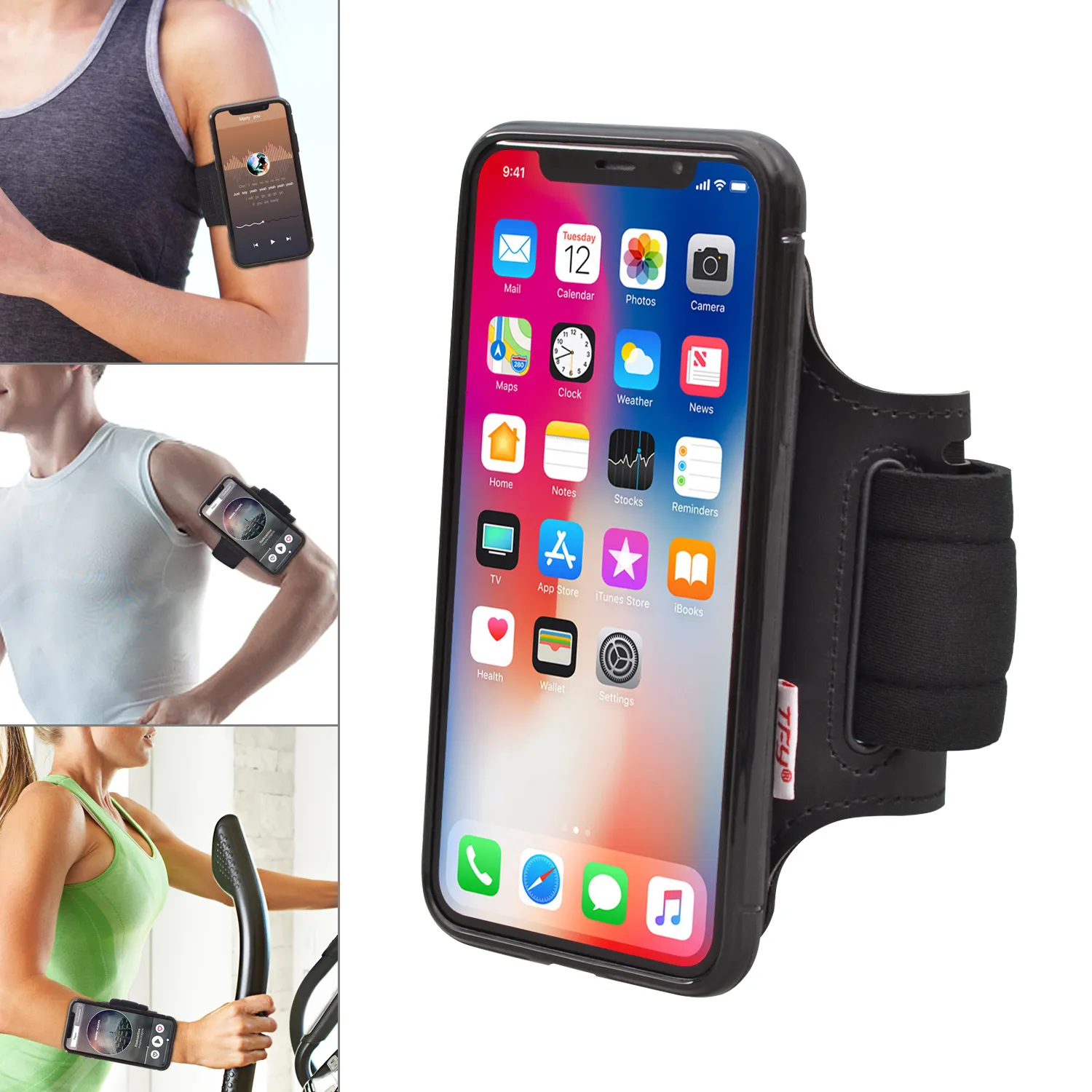 TFY Abrir-face Esporte Armband Titular + Caso destacável para iphone X - (Open-face design - Acesso direto ao toque controles de tela)