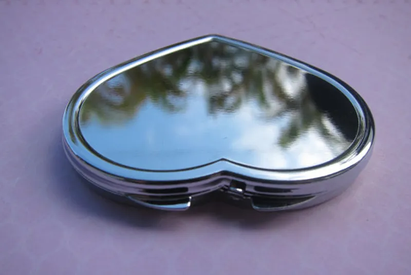 Miroirs compacts double face en forme de cœur, miroir de maquillage vierge grossissant avec ensemble d'autocollants en résine époxy, bricolage M0838 DROP 1085800