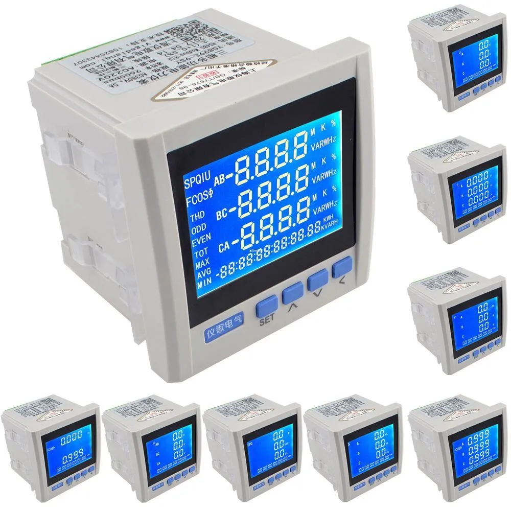 Freeshipping 3P Three-phase Multifunction LCD Digital Volt Amp Power Meter Energy Accumulation RS-485 Network Table