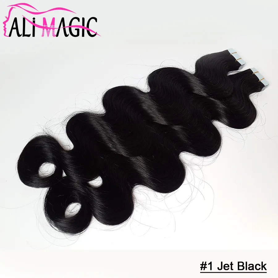 Pu Skin Weft Tape Human Hair Extensions Brazilian Virgin Hair Body Wave 18''20''22''24''inch Ali Magic Wholesale