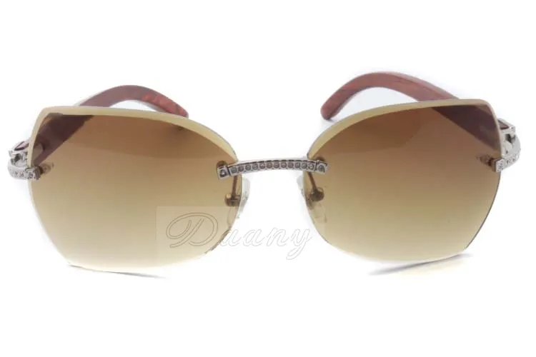 2019 modne Diamenty Okulary przeciwsłoneczne T8300818 z ramionami drewna tygrysa i dwuosobowymi soczewkami soczewki Srebrny rozmiar 6018135 mm5707871