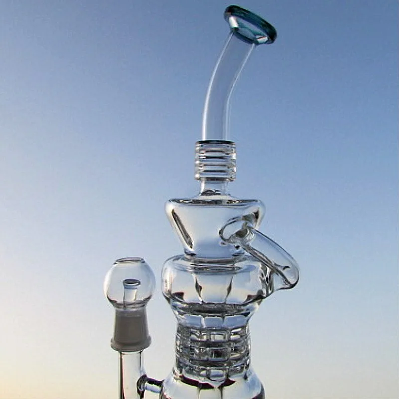 Hittman 스모키 엑센트가있는 유리 버블 러 토로봉 Glass Vapor Rigs Oil rig 유리 리사이클러 수관 18.8mm