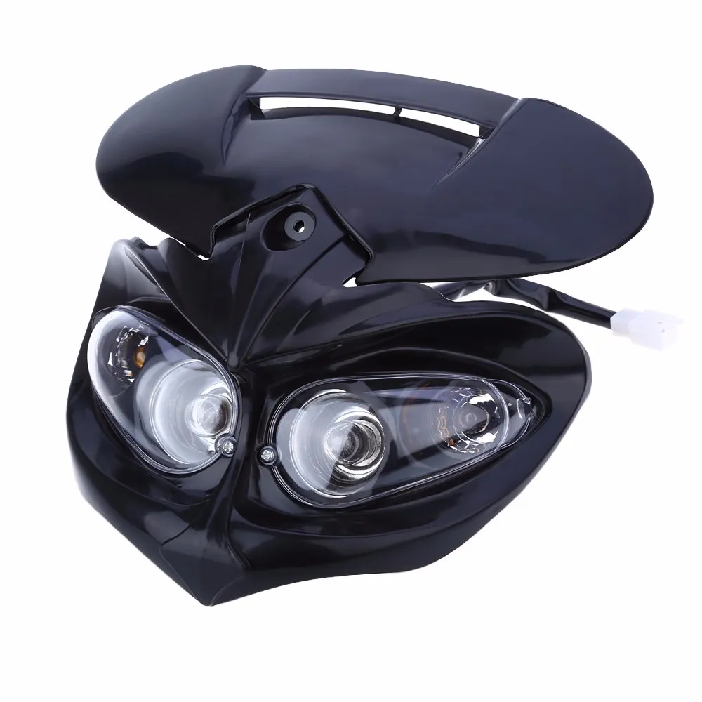 Universal DC 12V 18W Motorcycle Dual Headlights Fairing Head Lamps High/Low Beam Waterproof Driving Fog Spot Head Light Headlight Head Lamp