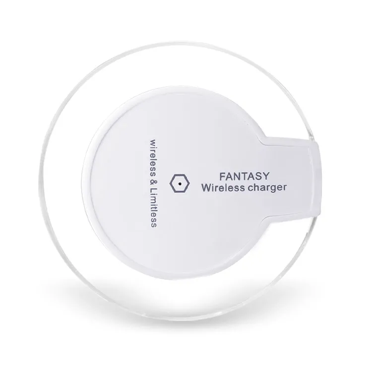 QI Wireless Charger för iPhone 11 XS Max XR Samsung Galaxy S10 Note10 Crystal LED Light Mini Fast Charging Pad med laddningskabel8381833